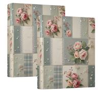 Lot de 2 classeurs à 3 anneaux de 2,5 cm et demi pouces - Fleurs vintage décoratives - Peut contenir 200 feuilles, classeurs polyvalents pour fournitures scolaires