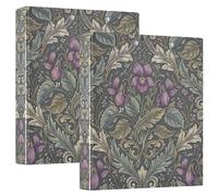 Lot de 2 classeurs à 3 anneaux de 3,8 cm avec couverture de poche pour étudiants à couverture rigide - Motif New Brunswick Violet Violet William Morris