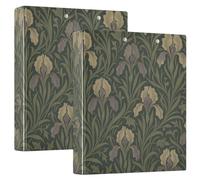 Lot de 2 classeurs à 3 anneaux de 3,8 cm William Morris Motif iris avec poches intérieures Lot de 2 classeurs d'école à couverture rigide