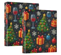 Lot de 2 classeurs à 3 anneaux noirs de 3,8 cm pour 200 feuilles - Jolis dossiers ronds - 31,5 x 27 x 6 cm