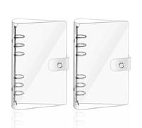 Lot de 2 classeurs à anneaux A6, A6, transparents, étanches, rechargeables, avec bouton pression, protection pour bureau, école, journal, livre