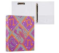 Lot de 2 classeurs à anneaux en D de 3,8 cm avec poches, style aérographe, violet, orange, 200 feuilles