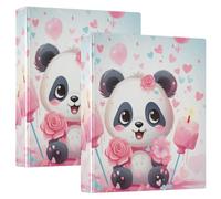 Lot de 2 classeurs à anneaux pour cahiers 3,8 cm Motif panda mignon avec poches intérieures Format lettre 28 x 21,6 cm