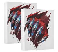 Lot de 2 classeurs à trois anneaux de 3,8 cm avec poches intérieures - 200 feuilles - Reliure créature rouge pointue - Monstres d'Halloween et cosplay