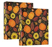 Lot de 2 classeurs à trois anneaux orange vif de 3,8 cm pouvant contenir 200 feuilles, jolis dossiers à 3 anneaux ronds, 31,5 x 27 x 6 cm
