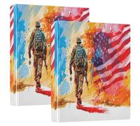 Lot de 2 classeurs A4 avec 200 feuilles pour enfants, fournitures scolaires, femmes, hommes, drapeau du soldat américain