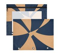 Lot de 2 classeurs avec 3 œillets renforcés et 3 anneaux de poche pour lettres A4, étudiants, enseignants, fournitures scolaires et art abstrait, bleu marine