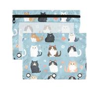 Lot de 2 classeurs budgétaires neutres avec fenêtre transparente et fermeture éclair, trousse à crayons, fenêtre transparente et œillets, classeurs en pouces à 3 anneaux, pour l'école, la classe, le