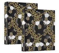Lot de 2 classeurs de ballons de football noirs et blancs de 3,8 cm à 3 anneaux pour 200 feuilles, classeur à recettes, 31,5 x 27 x 6 cm