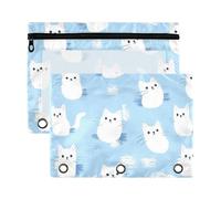 Lot de 2 classeurs d'école avec fenêtre transparente et œillets renforcés pour 3 personnes, fournitures scolaires, étudiants, enseignants, multicolores