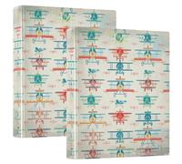 Lot de 2 classeurs décoratifs à 3 anneaux de 2,5 cm et demi pouces avec clip antidérapant pour l'école, le bureau, la maison, les plans colorés vintage