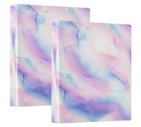 Lot de 2 classeurs mignons à trois anneaux de 2,5 cm et demi pouces à 3 anneaux avec 3 poches intérieures pour le travail, l'école, le bureau, l'aquarelle, les tourbillons pastel