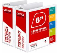 Lot de 2 classeurs professionnels à 3 anneaux en D « 6 » - Classeur de présentation de 21,6 x 27,9 cm avec poches, durable, antiadhésif, personnalisable, couverture transparente blanche