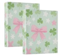 Lot de 2 classeurs ronds à anneaux 1-1/2 pouces avec pochettes - 200 feuilles - Trèfle vert