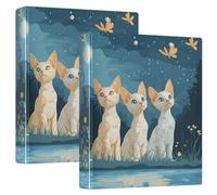 Lot de 2 classeurs ronds à anneaux 3,8 cm Motif Devon Rex Cats A River avec poches intérieures Lot de 2 classeurs d'école à couverture rigide
