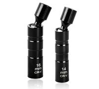 Lot de 2 Cle a Bougie Magnétique 16mm/14mm, Extracteur de Douille Bougie, 3/8" Joint Universel Magnétique Clé à Bougie Allumage, Outil de Retrait de Bougie D'allumage pour Réparation de Voitures