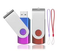 Lot de 2 Clé USB 128 Go, ABLAZE Dégradé de Couleur Cle USB 2.0 Rotation Disque Clef USB 128Go avec 2 Cordes(Noir Doré,2pcs*128GB)