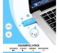 Lot de 2 Clé USB, 64 Go USB 3.1 Flash Drive, PenDrive, couleurs pastel: bleu clair, violet clair