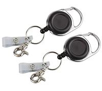 Lot de 2 clés JoJo ou carte d'identité JoJo de BE-HOLD avec ressort extra fort et cordon résistant aux déchirures avec clip ceinture, anneau porte-clés et languette renforcée en textilène.