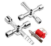 Lot de 2 clés universelles pour armoire de commande, 2 clés à 4 pans pour robinet, clé cruciforme 4 voies pour eau, électricité, compteurs électriques, ascenseurs