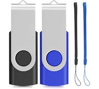 Lot De 2 Clés Usb 2.0 Avec Protection Pivotante (Couleurs Mélangées Et Cordon) 8 Go Noir/Bleu[MEM8291759]