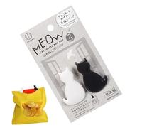 Lot de 2 clips à chips pour collations, clips pratiques avec motif chat pour fermer des collations, petits clips réutilisables pour aliments, collations et maintien de la fraîcheur