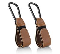 Lot de 2 clips de crochet de poussette, crochets de poussette, crochets de poussette en cuir, crochets de sac pour poussette, crochets de poussette pour sacs, sac à dos (marron)