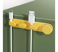 Lot de 2 clips de gestion de câbles pour bureau - Organiseur de câbles de bureau et support de cordon, clips de câble USB et organisateur de câbles de charge, système de gestion des fils avec (jaune)