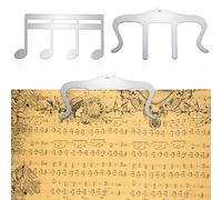 Lot de 2 Clips de Partition de Musique en Métal, Clip pour Pupitre Pince à Partitions Note de Musique Clip Livre pour Jouer en Extérieur, Livres, Piano, Guitare, Violon, Clavier (Argent)