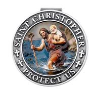 Lot de 2 clips de visière de voiture Saint-Christophe 3D colorés pour voiture, bénédiction de voyage, cadeau de sécurité, cadeau religieux pour la famille, les amis et les voyageurs