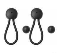 Lot de 2 clips élastiques avec bouton pour une utilisation avec les cordes de tente, les housses de bateau, les yachts et les housses de camping-car (noir)