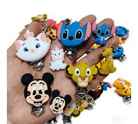 Lot de 2 clips en silicone Dumbo, Marie, Miss Bunny, Simba, Stitch, perles focales pour chaînes de sucettes DIY, accessoires de jouets et de bijoux CB78