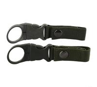 Lot de 2 clips porte-bouteille d'eau avec boucle en nylon pour ceinture d'escalade MOLLE (vert)