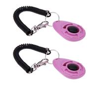 Lot de 2 cliqueurs roses faciles à utiliser avec bouton pour dressage de chien, accessoires solides et durables, aide au dressage et au comportement