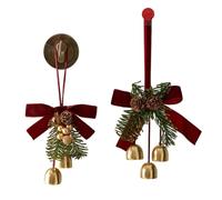 Lot de 2 clochettes de Noël classiques - Décoration de Noël avec nœud - Pour fenêtre, escalier, poignée de porte, mur, salon, chambre à coucher, fête, jardin, cour