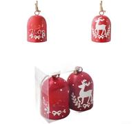 Lot de 2 clochettes décoratives classiques en métal avec sonnerie fonctionnelle et crochet de suspension pour décoration de Noël