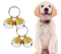Lot de 2 clochettes extra bruyantes pour collier de chat et de chien, traqueur d'animaux de compagnie et fauconnerie, breloques en laiton durable avec fermoir mousqueton pivotant (Gold & Silver)