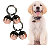 Lot de 2 clochettes extra bruyantes pour collier de chat et de chien, traqueur d'animaux de compagnie et fauconnerie, breloques en laiton durable avec fermoir mousqueton pivotant (Rose Gold & Black)