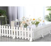 Lot de 2 clôtures de jardin en PVC - Bordure décorative emboîtable pour pelouse et cour, utilisation en intérieur/extérieur, blanc/marron, 50 x 30 cm - Bordure de paysage élégante