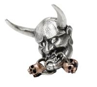 Lot de 2 clous d'oreilles inspirés de l'Oni mystique - Design à bords lisses et résistants aux irritations - Bijoux de corps Kirsite - Cadeau unisexe - Boucles d'oreilles gothiques polyvalentes