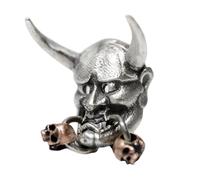 Lot de 2 clous d'oreilles mystiques inspirés de l'Oni - Design lisse - Résistant aux irritations - Bijoux de corps Kirsite - Cadeau unisexe - Boucles d'oreilles mandalas uniques en forme de crâne