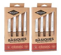 Lot de 2 coffrets 4 couteaux à steak Kraft Classic bois de hêtre naturel Nogent