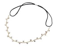 Lot de 2 coiffes de mariée simples avec chaîne en cristal, accessoires for cheveux de mariage, for femmes, fêtes, voyages à la plage, mariage (doré)(Gold)