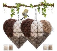 Lot de 2 colibris en fibre d'alpaga faits à la main - Rechargeable - Abri d'hiver pour oiseaux sauvages - Maison pour colibri pour terrasse extérieure, cour, prêt à accrocher (taille L, 2 pièces)