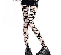 Lot de 2 collants gothiques grunge alternatifs pour femme, vêtements emo punk, leggings noirs académie en résille, noir, taille unique