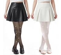 Lot de 2 collants pour fille - Paillettes - Collants de ballet noirs - Collants résille - Collants noirs pour enfants - Collants résille à paillettes blancs scintillants avec strass pour Halloween et