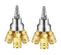 Lot de 2 collecteurs d'air à 3 voies avec coupleurs en acier | Séparateur en fer plaqué cuivre pour type M/D/IM | 1/4 pour raccord de tuyau de compresseur NPT pour cloueuses | Soudeurs | Bricolage et