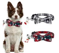 Lot de 2 Collier de Noël pour Chat et Chien avec Clochette, Flocon, Gants et Chaussettes de Noël, Collier Réglable avec Noeud pour Costume de Fêtes pour chat
