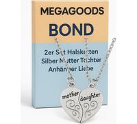 lot de 2 colliers argent mère fille pendentifs amour bijoux FR.