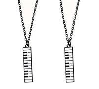 Lot de 2 colliers avec pendentif en forme de clavier de piano - Bijoux instrument de musique pour femmes et amateurs de musique